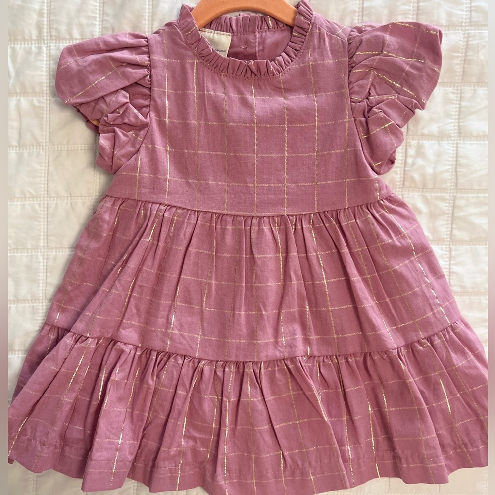 Mauve dress with gold check design